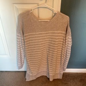 Old navy size medium tunic length sweater. Tan and white stripe